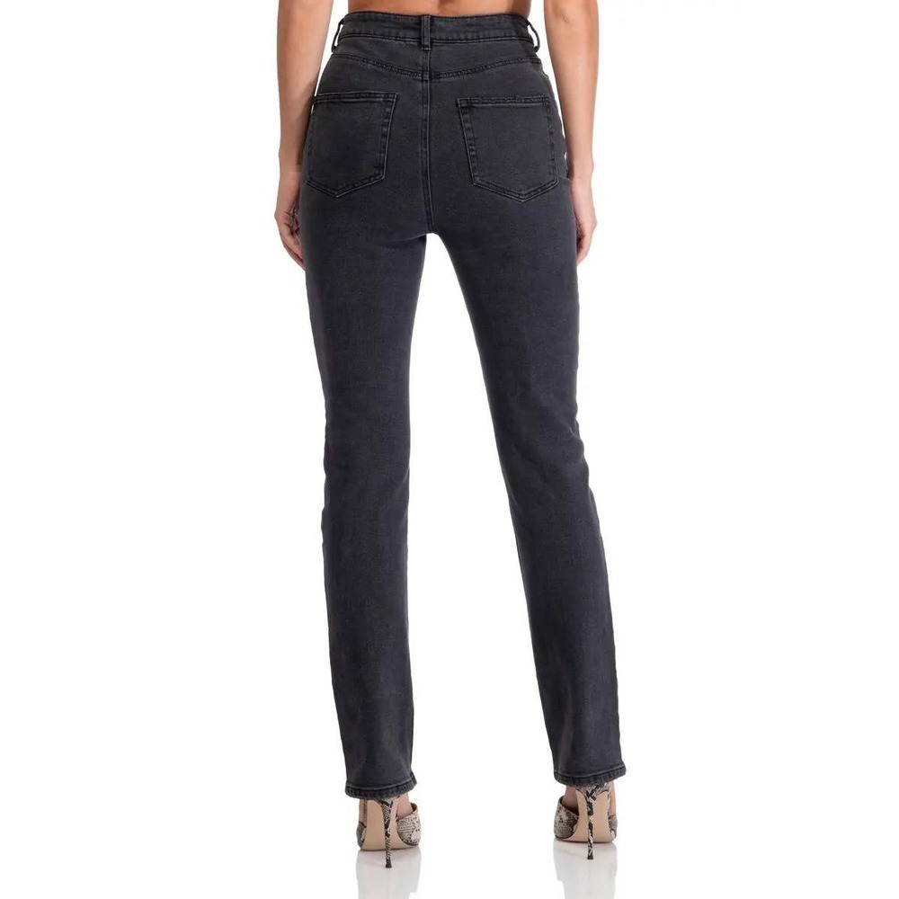 AFRM Womens Heston Distressed High Waist Straight Leg Jeans Size 27 Black NWT - Picture 2 of 6